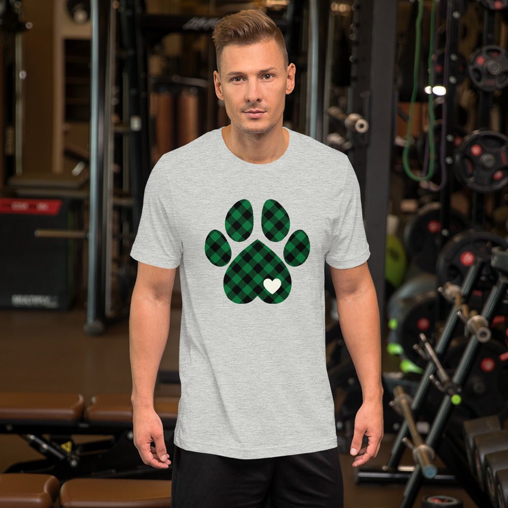 Green Plaid Dog Paw T-Shirt