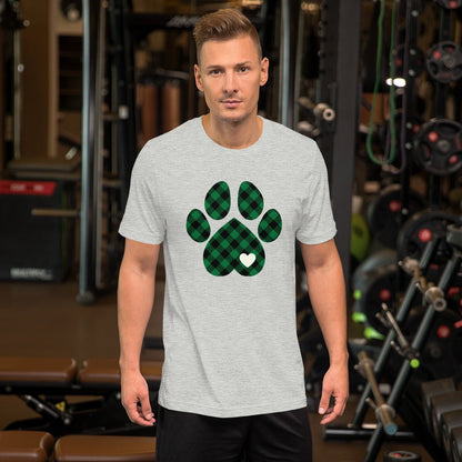 Green Plaid Dog Paw T-Shirt