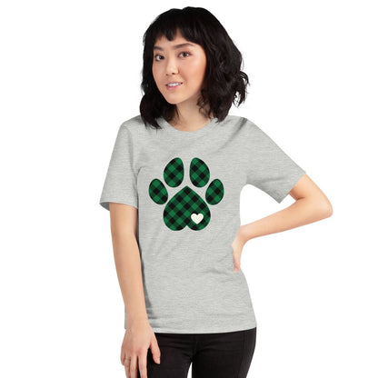 Green Plaid Dog Paw T-Shirt