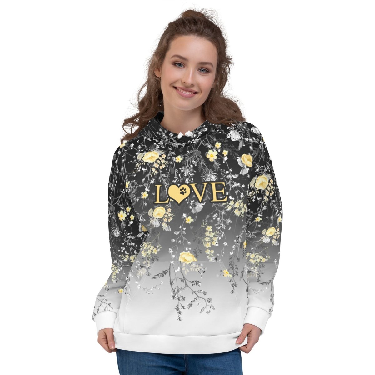Grey Floral Dog Mom Hoodie