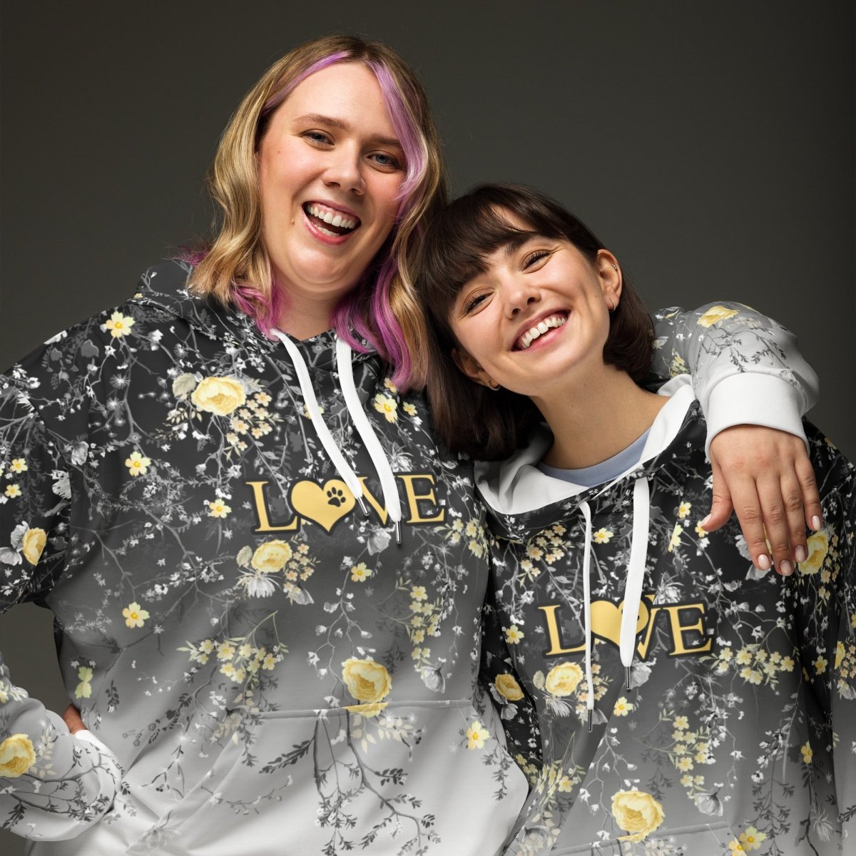 Grey Floral Dog Mom Hoodie