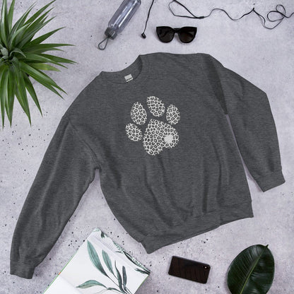 Grey Leopard Print Dog Paw Sweatshirt