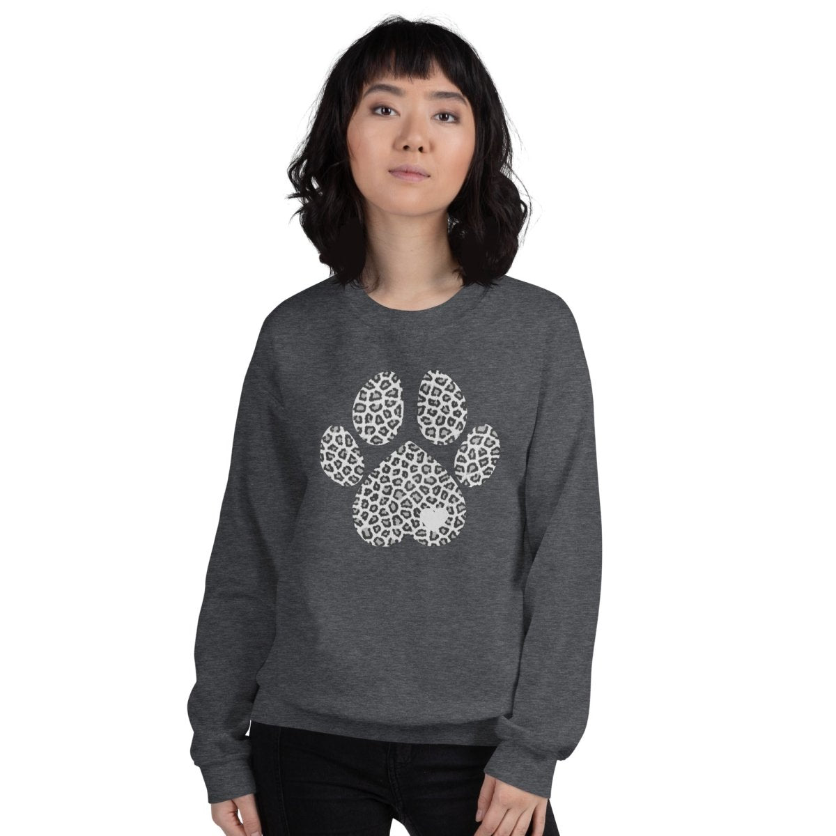 Grey Leopard Print Dog Paw Sweatshirt