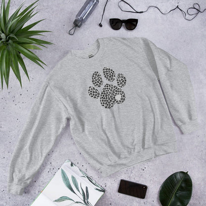 Grey Leopard Print Dog Paw Sweatshirt