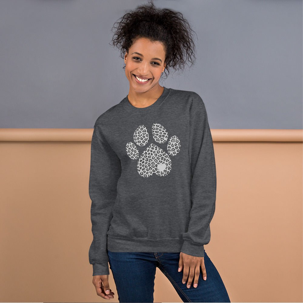Grey Leopard Print Dog Paw Sweatshirt