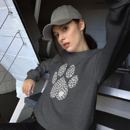 Grey Leopard Print Dog Paw Sweatshirt