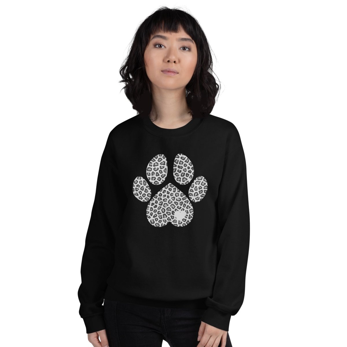 Grey Leopard Print Dog Paw Sweatshirt