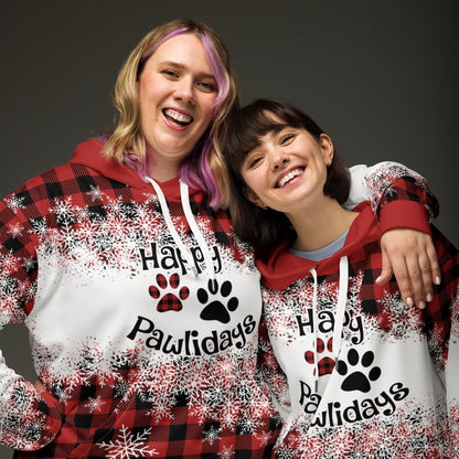 Happy Pawlidays Red Plaid Hoodie