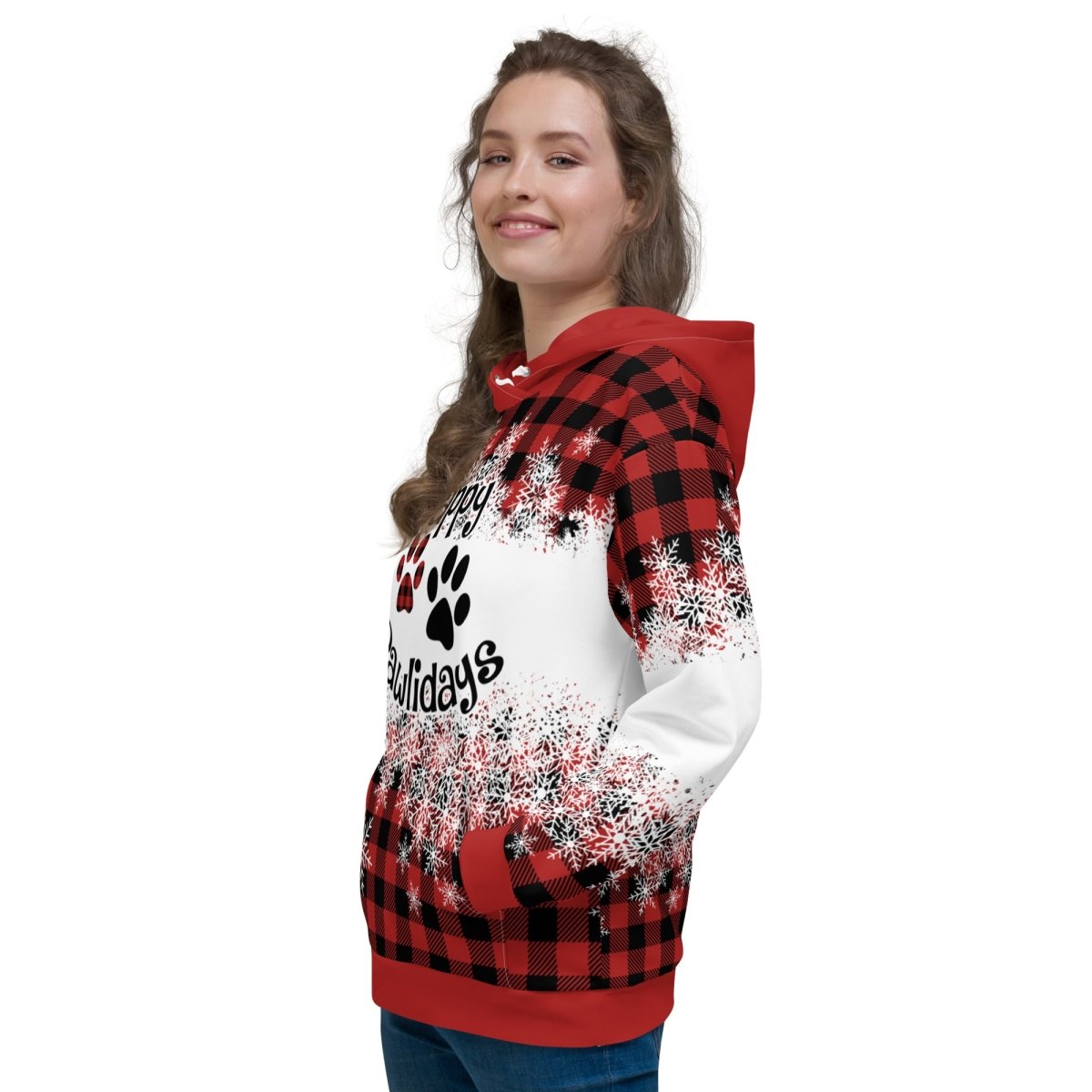 Happy Pawlidays Red Plaid Hoodie