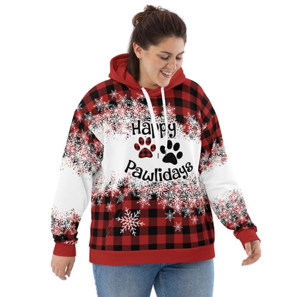 Happy Pawlidays Red Plaid Hoodie