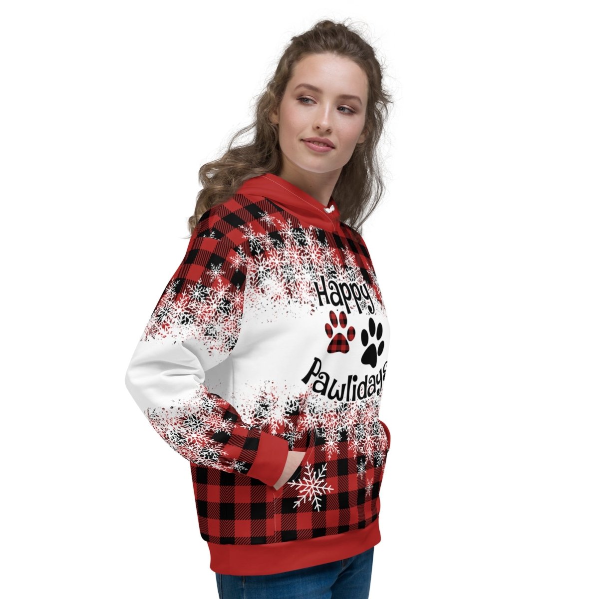 Happy Pawlidays Red Plaid Hoodie