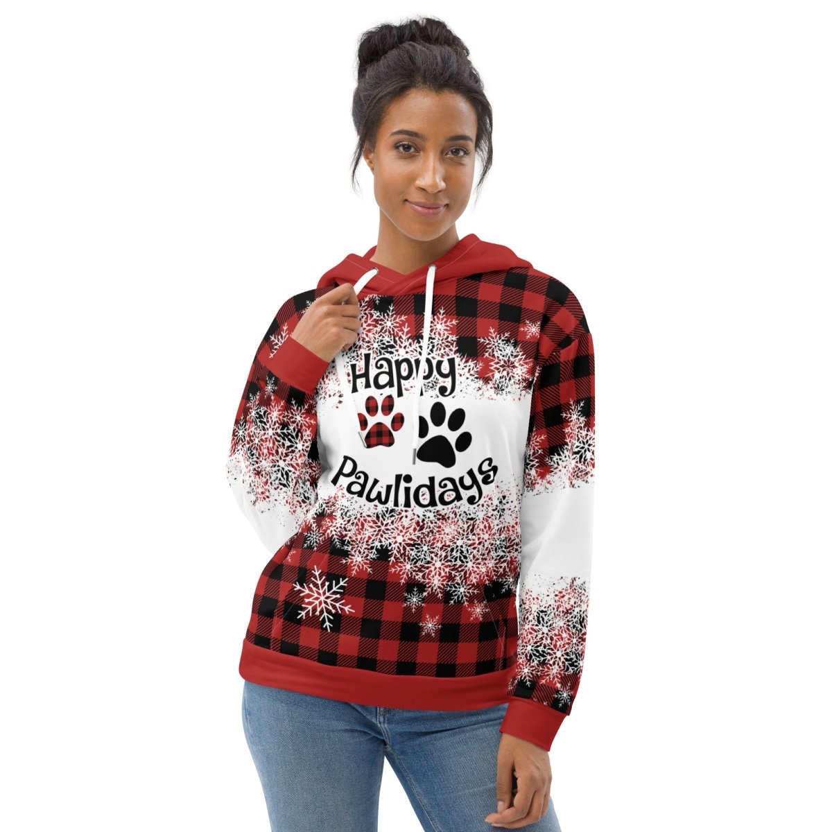 Happy Pawlidays Red Plaid Hoodie