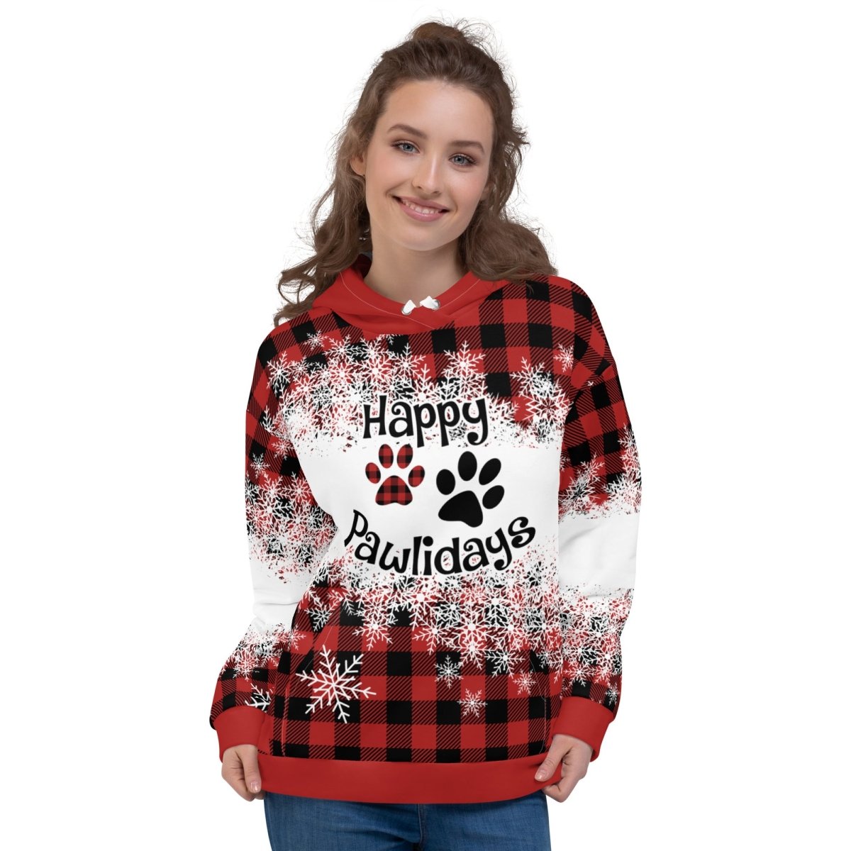 Happy Pawlidays Red Plaid Hoodie