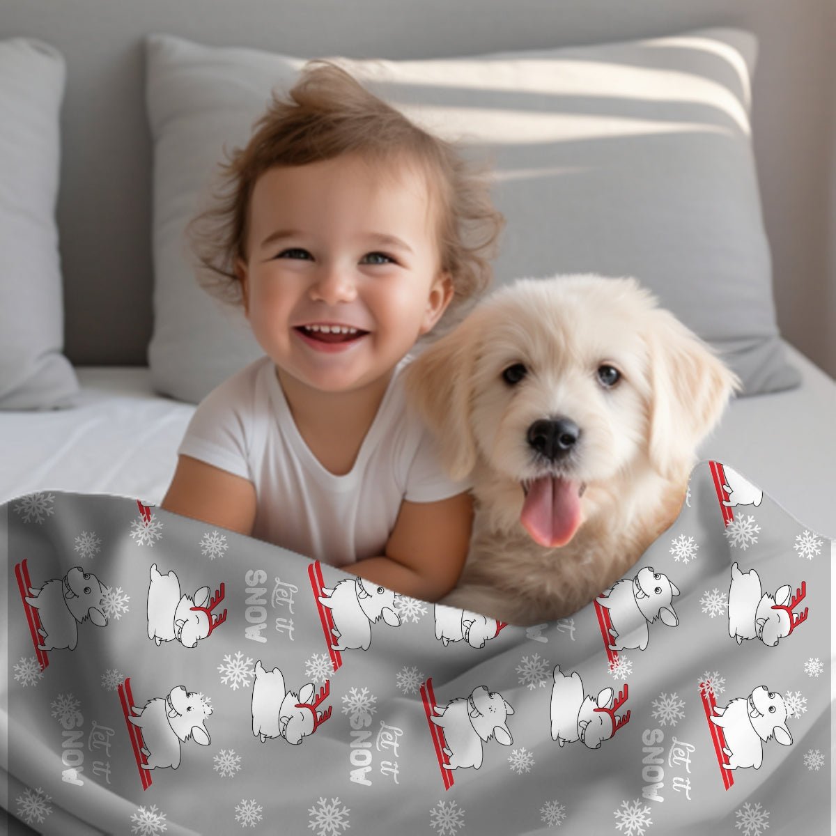 Let It Snow Dogs Throw Blanket