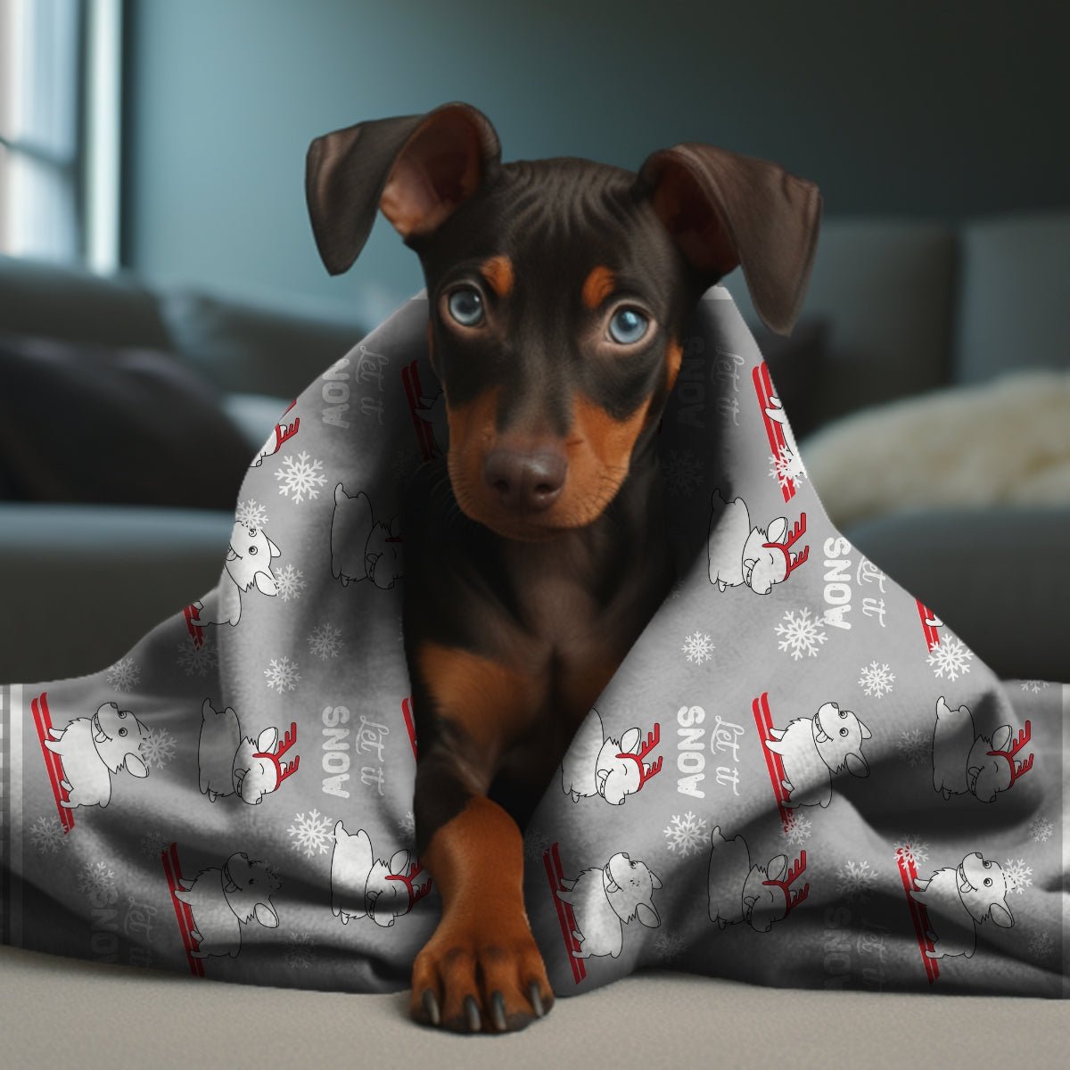 Let It Snow Dogs Throw Blanket