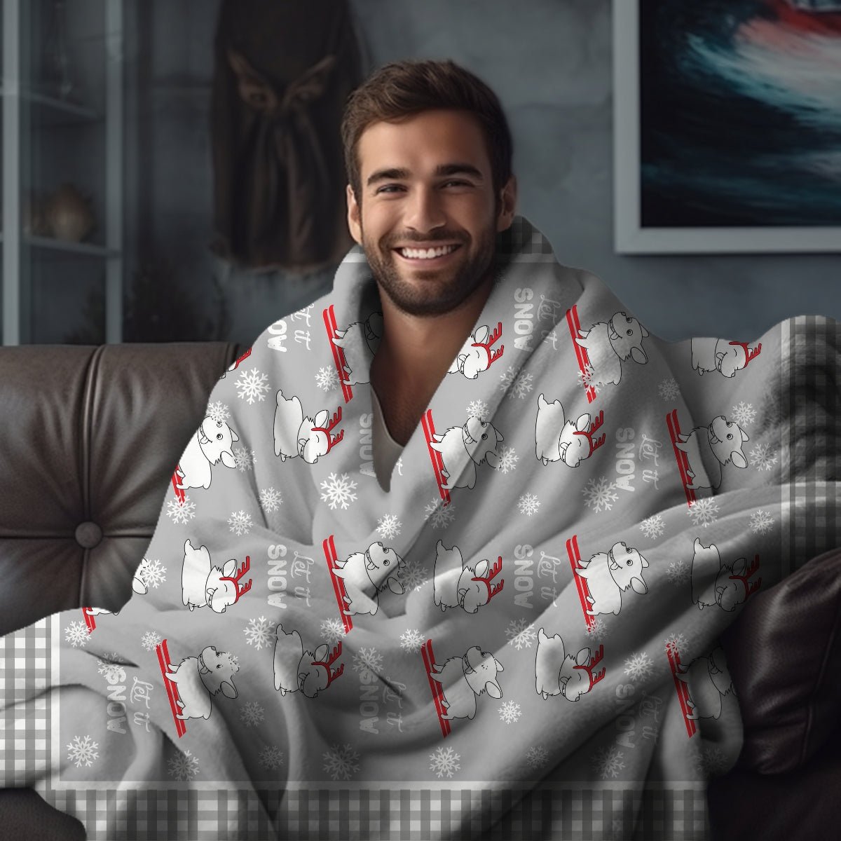 Let It Snow Dogs Throw Blanket