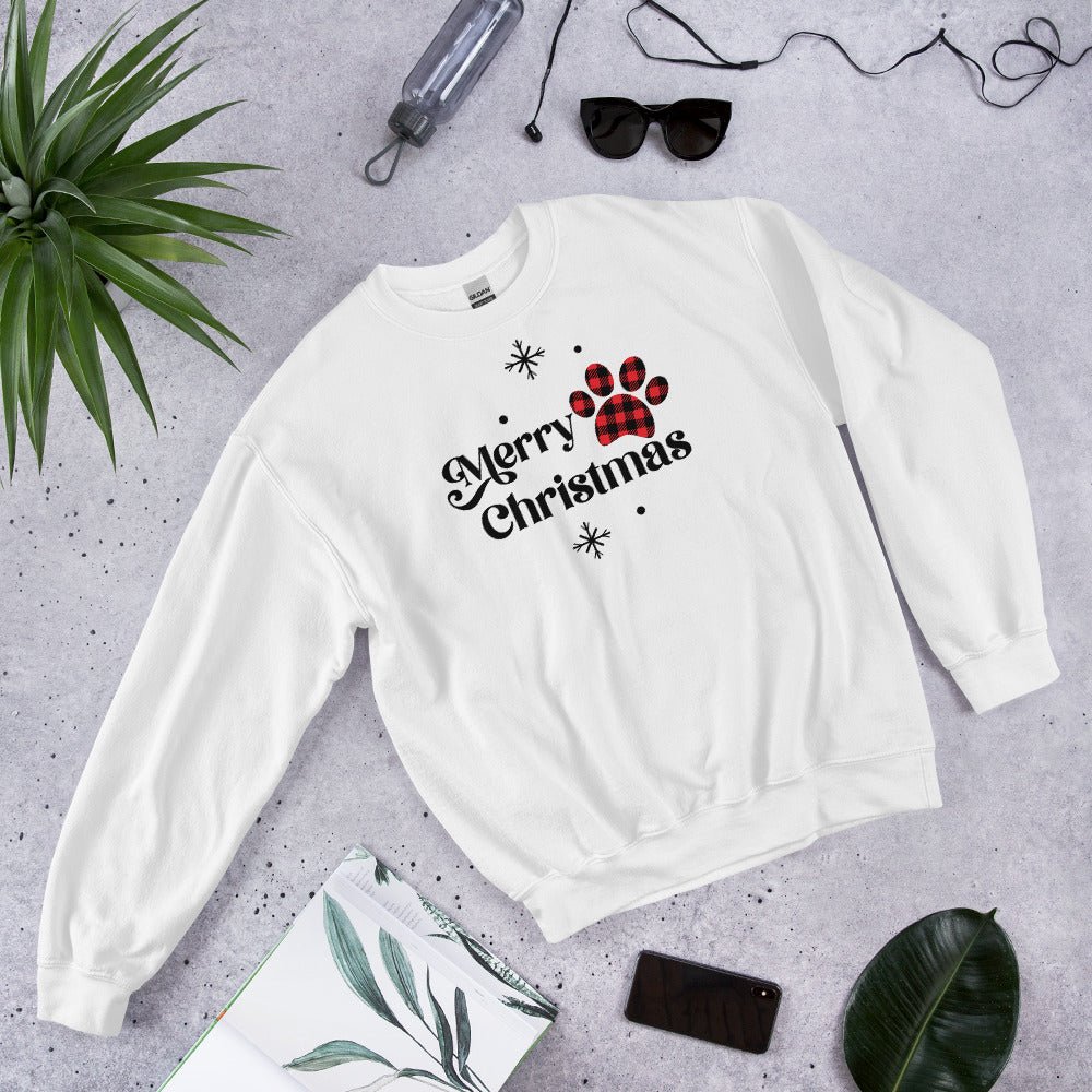 Merry Christmas Plaid Paw Sweatshirt