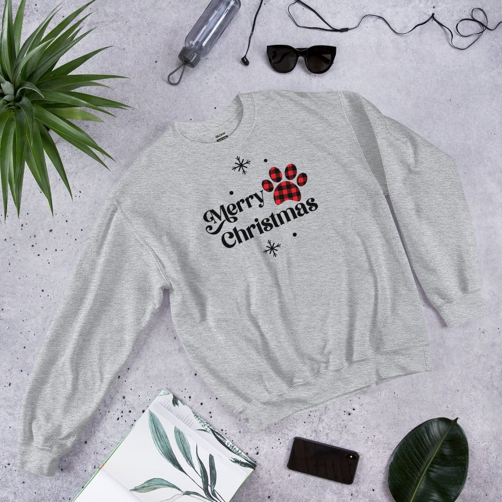 Merry Christmas Plaid Paw Sweatshirt