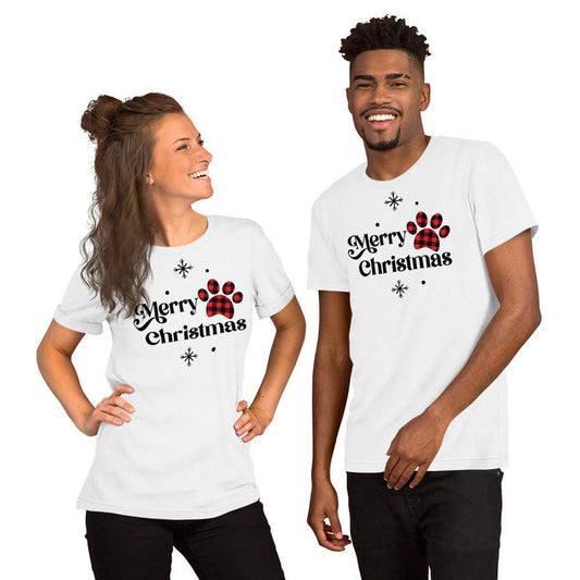 Merry Christmas Plaid Paw T-Shirt