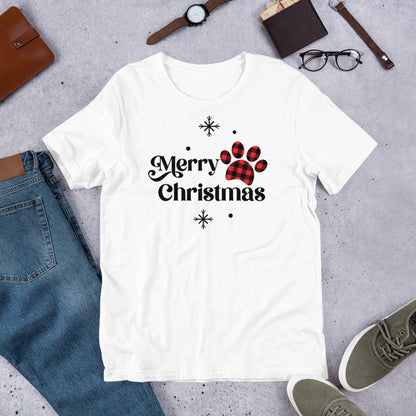Merry Christmas Plaid Paw T-Shirt