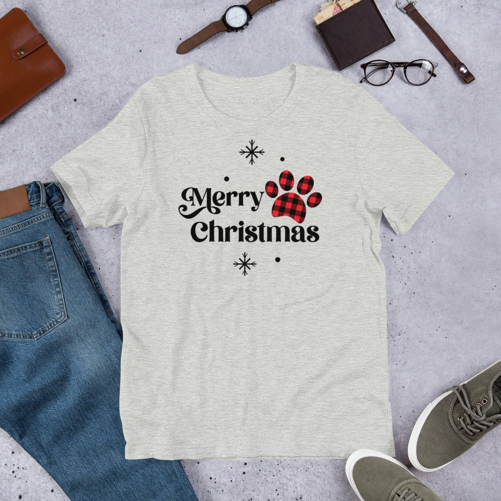 Merry Christmas Plaid Paw T-Shirt