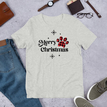 Merry Christmas Plaid Paw T-Shirt