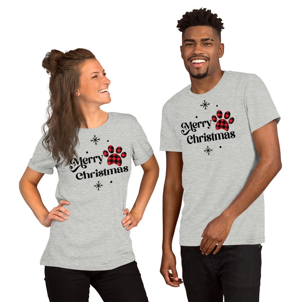 Merry Christmas Plaid Paw T-Shirt
