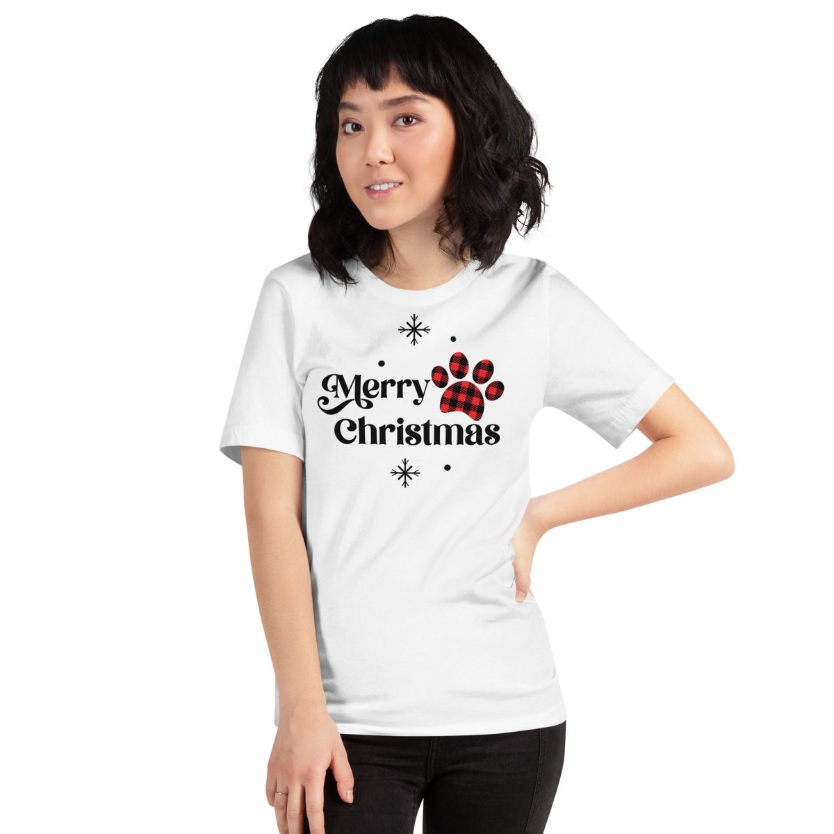 Merry Christmas Plaid Paw T-Shirt