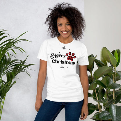Merry Christmas Plaid Paw T-Shirt