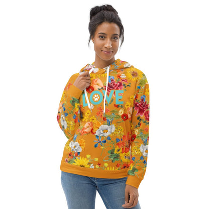 Mustard Yellow Floral Dog Mom Hoodie