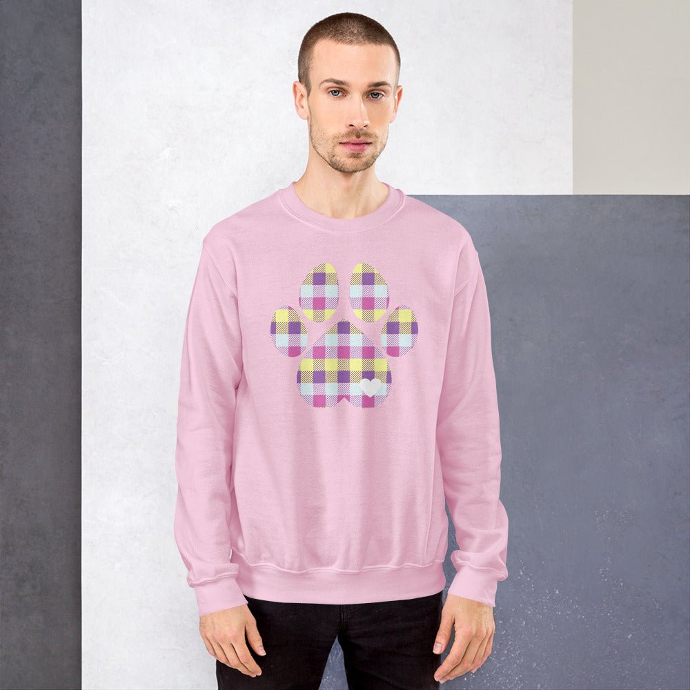 Pastel Plaid Dog Paw Sweatshirt