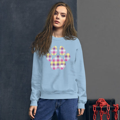 Pastel Plaid Dog Paw Sweatshirt