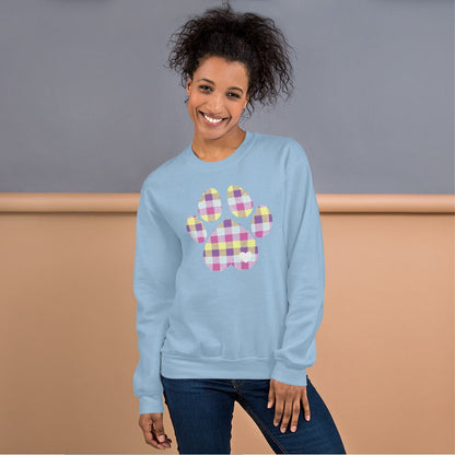 Pastel Plaid Dog Paw Sweatshirt