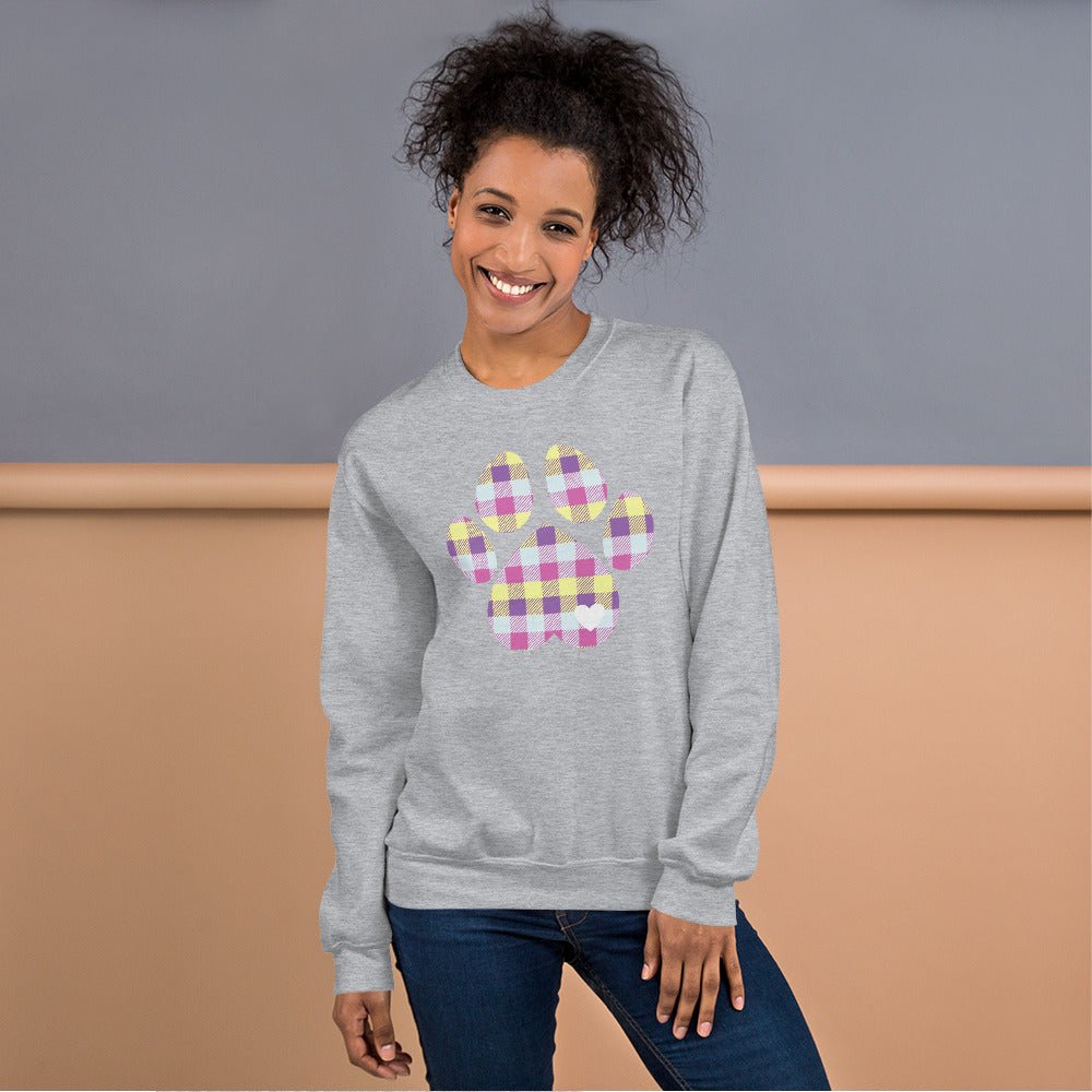 Pastel Plaid Dog Paw Sweatshirt