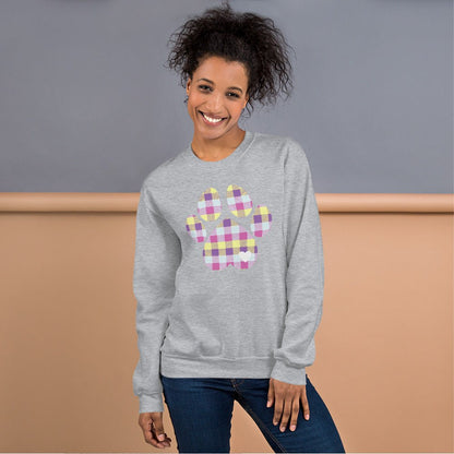 Pastel Plaid Dog Paw Sweatshirt