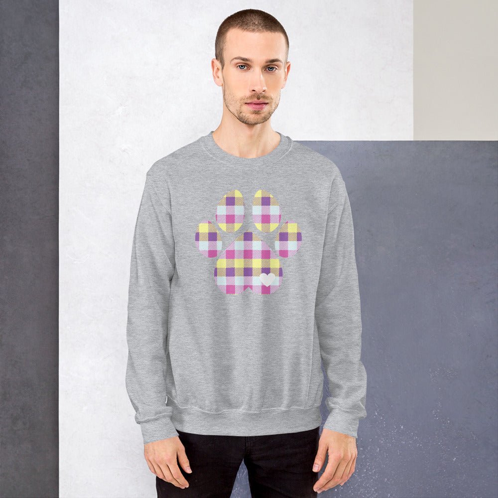 Pastel Plaid Dog Paw Sweatshirt
