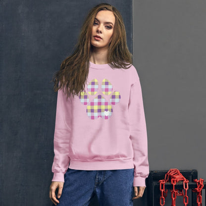 Pastel Plaid Dog Paw Sweatshirt
