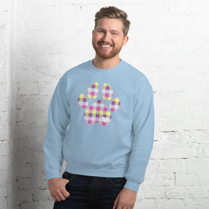 Pastel Plaid Dog Paw Sweatshirt
