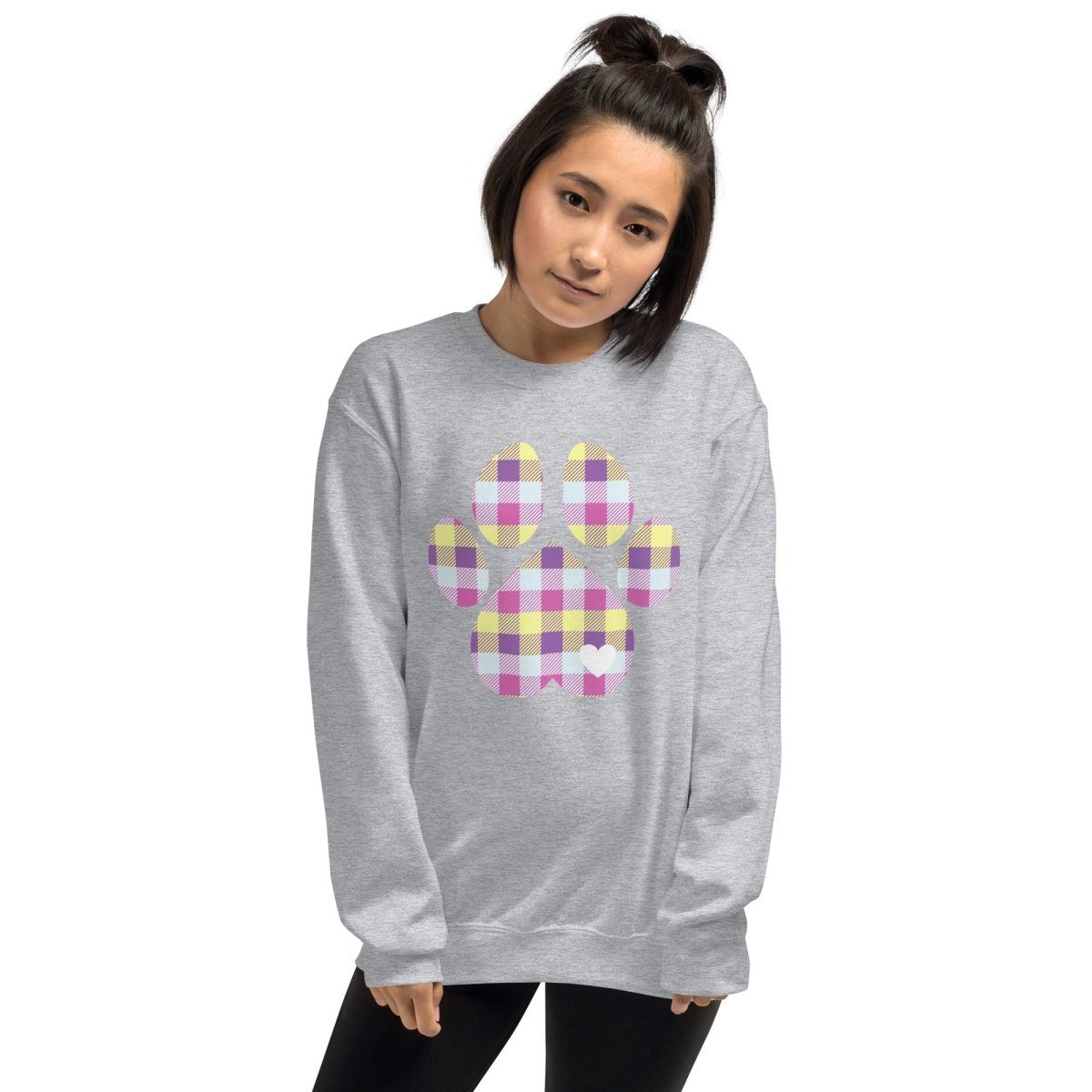 Pastel Plaid Dog Paw Sweatshirt