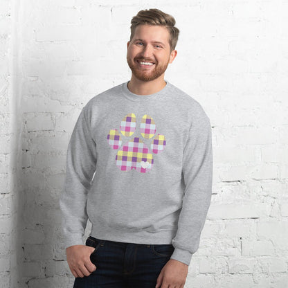 Pastel Plaid Dog Paw Sweatshirt