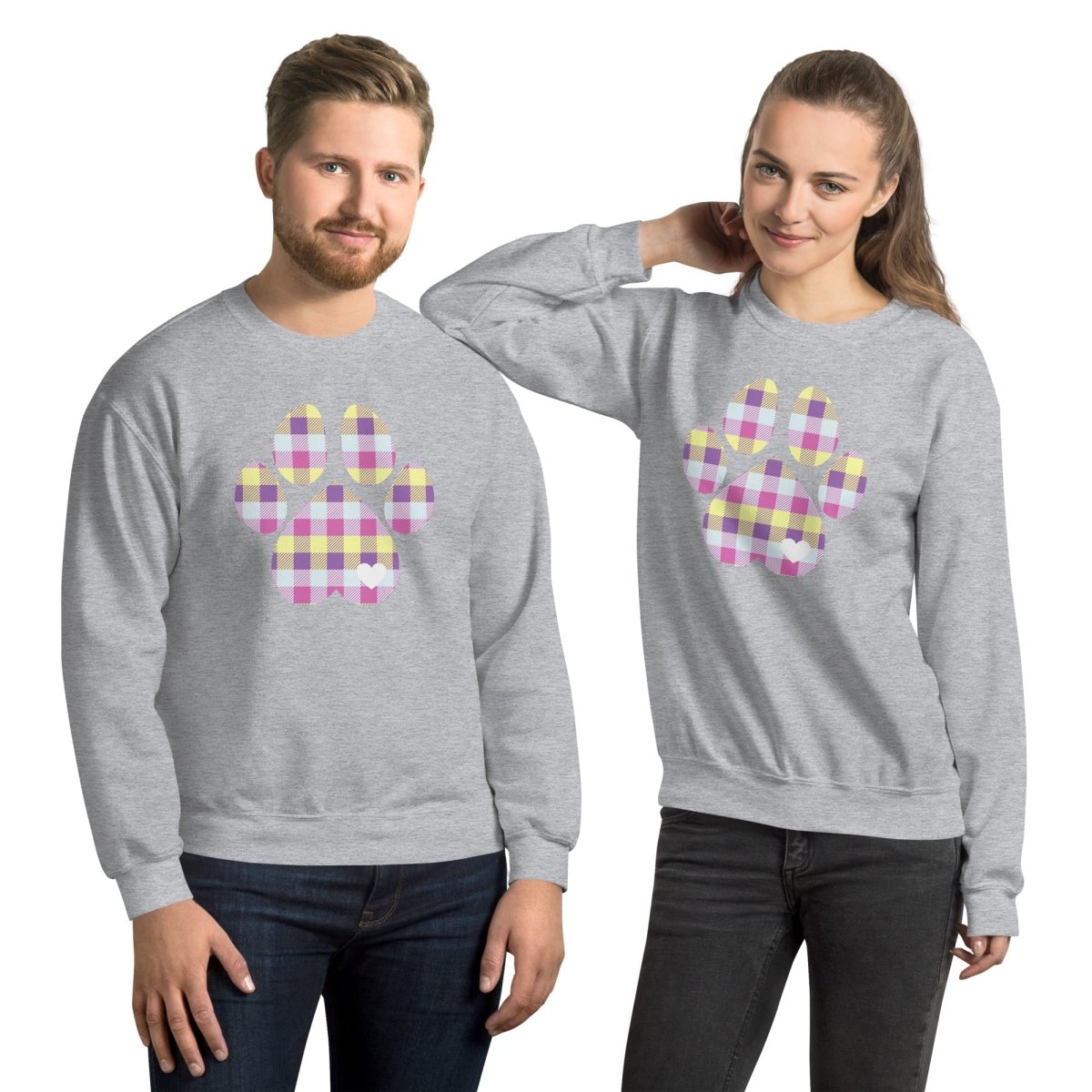 Pastel Plaid Dog Paw Sweatshirt