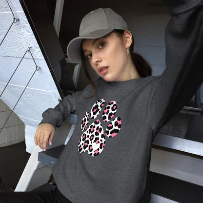 Pink and Black Leopard Print Dog Paw Sweatshirt