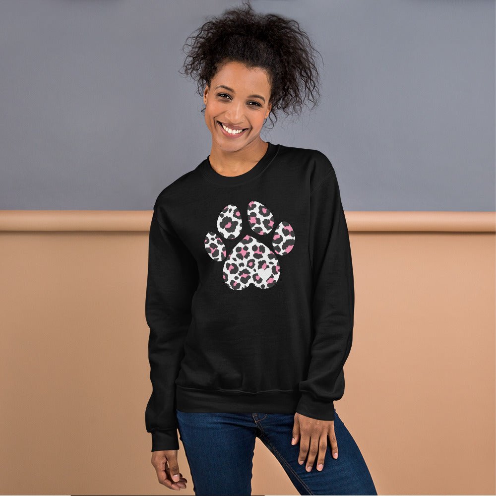 Pink and Black Leopard Print Dog Paw Sweatshirt