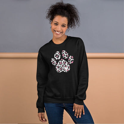 Pink and Black Leopard Print Dog Paw Sweatshirt