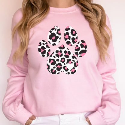 Pink and Black Leopard Print Dog Paw Sweatshirt