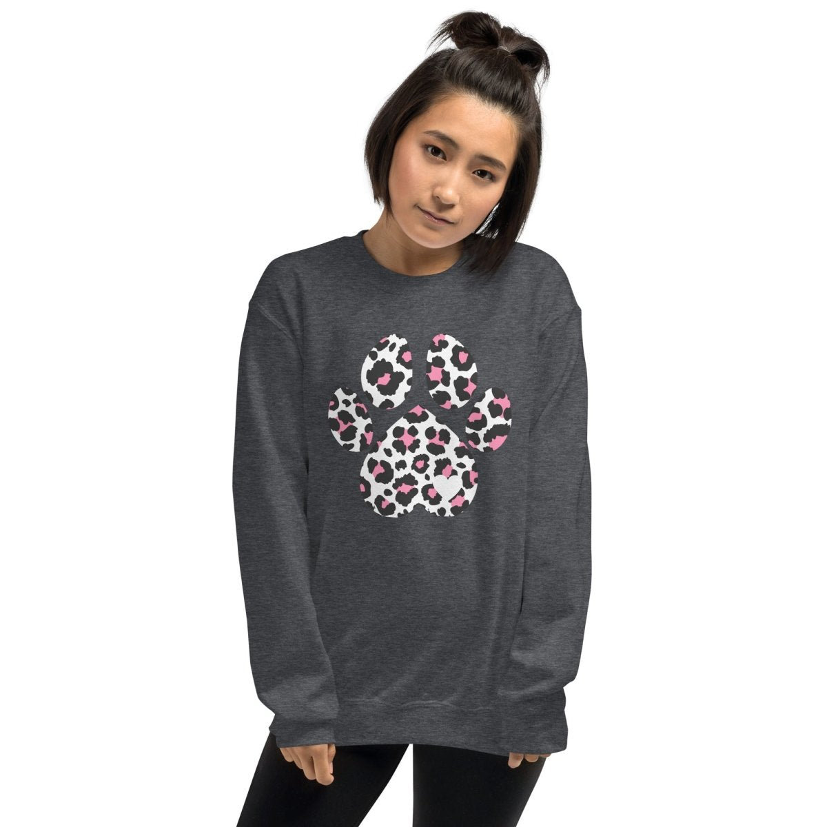 Pink and Black Leopard Print Dog Paw Sweatshirt