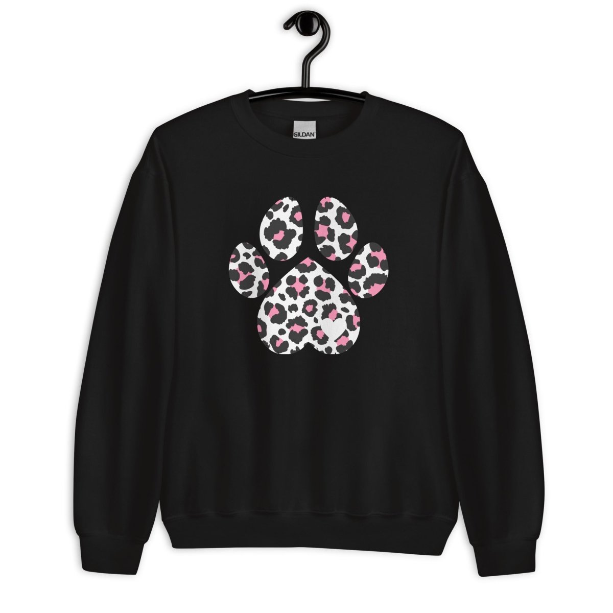 Pink and Black Leopard Print Dog Paw Sweatshirt