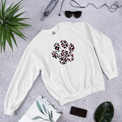 Pink and Black Leopard Print Dog Paw Sweatshirt