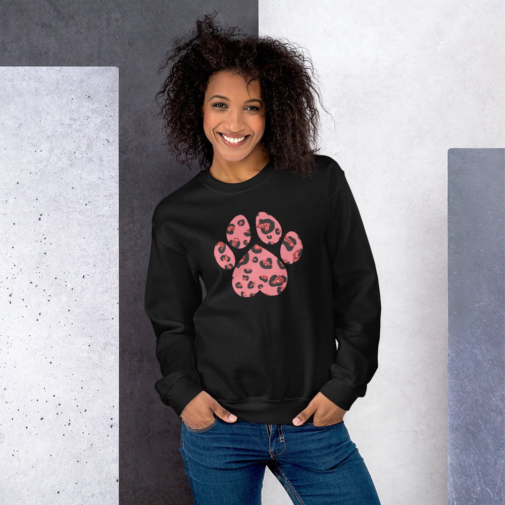 Pink Leopard Print Dog Paw Sweatshirt