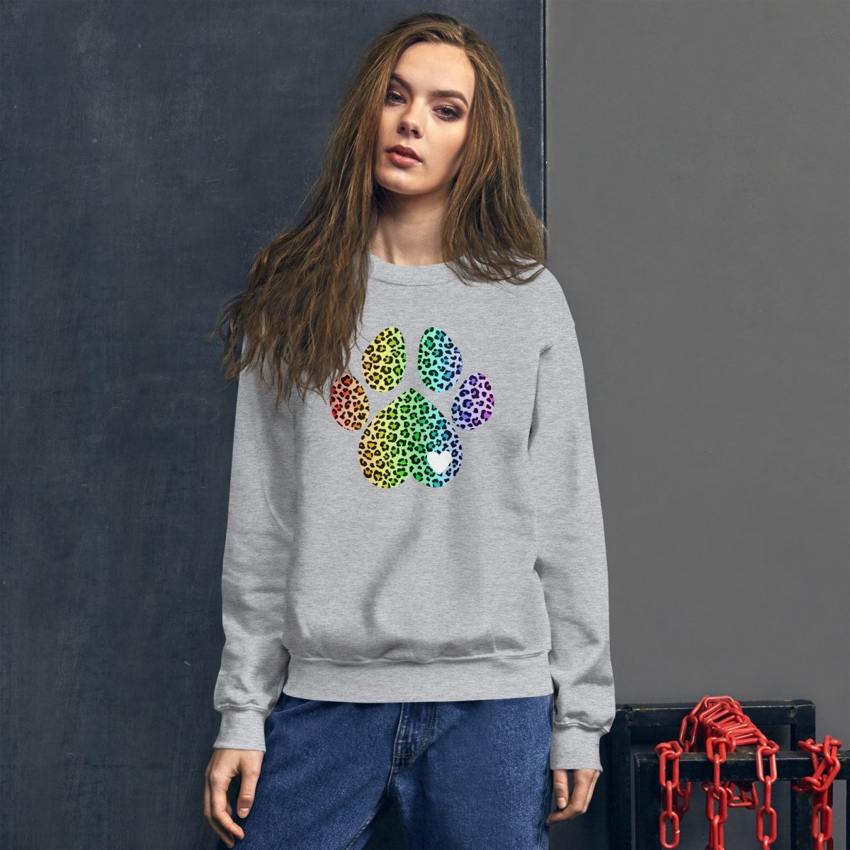 Rainbow Leopard Dog Paw Sweatshirt
